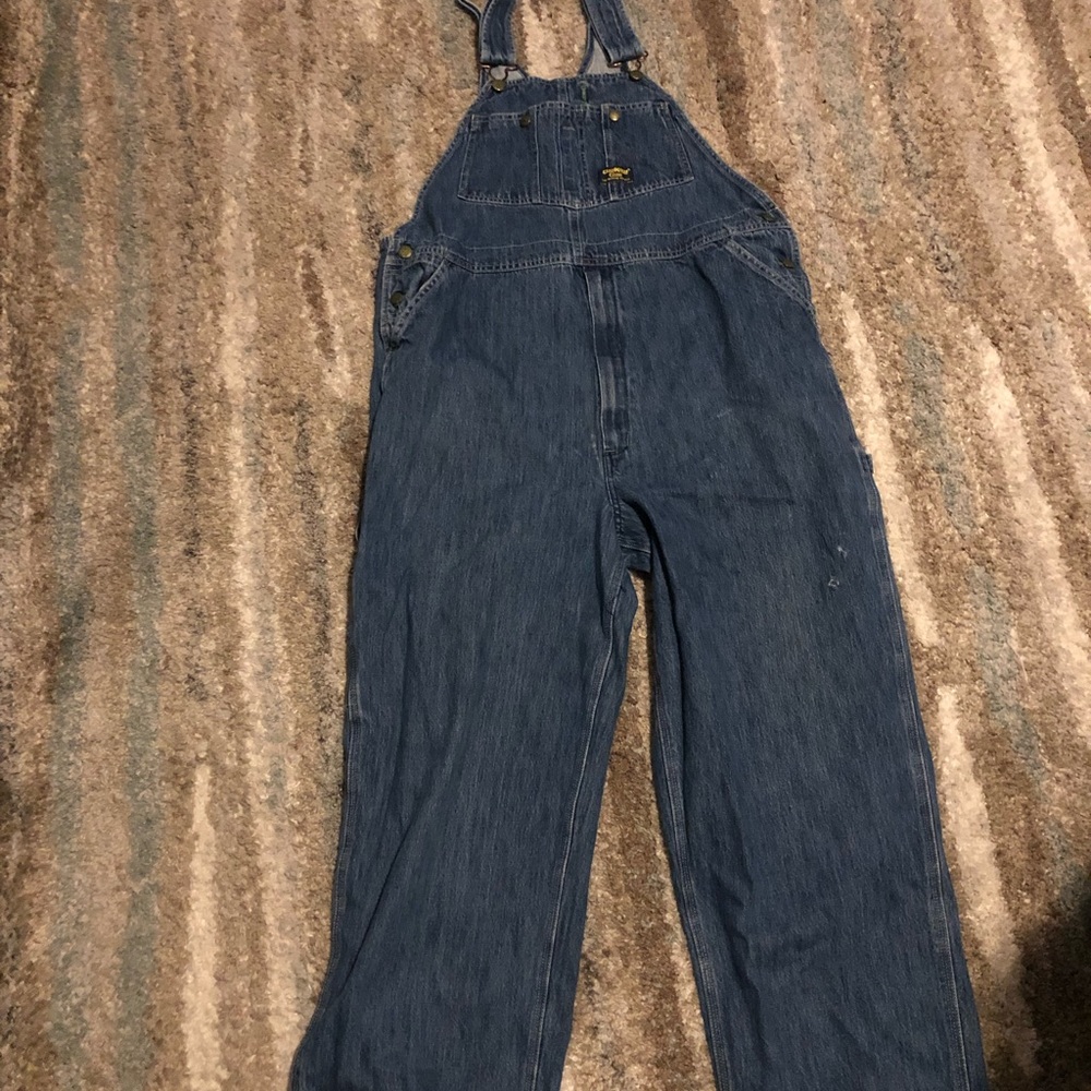 adult Oshkosh Sz 40x30 Mens Classic Denim Bib Overalls Workwear Vestbak USA